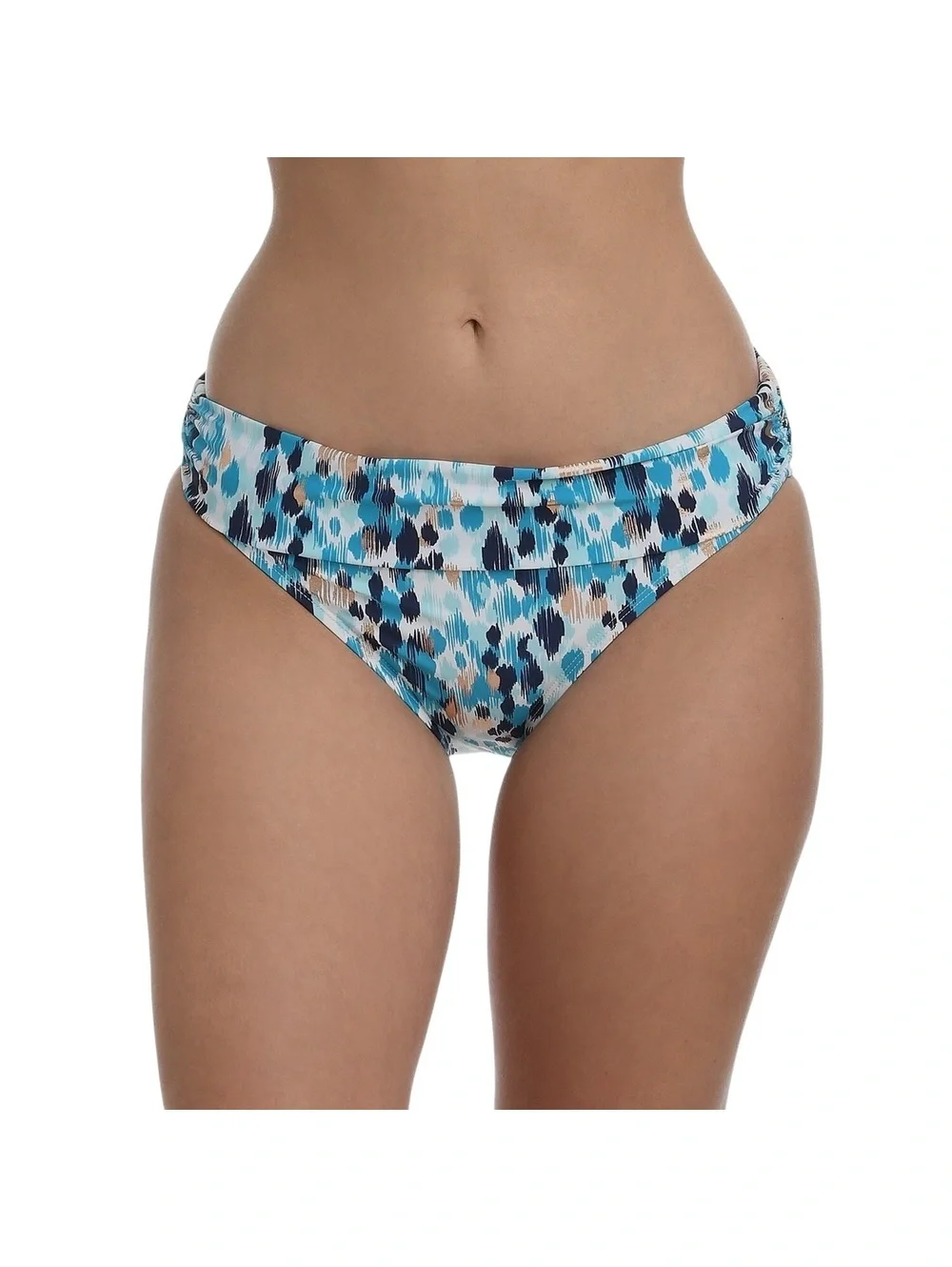 LA BLANCA seaglass shirred band hipster plus size 16W full coverage bottoms NWT